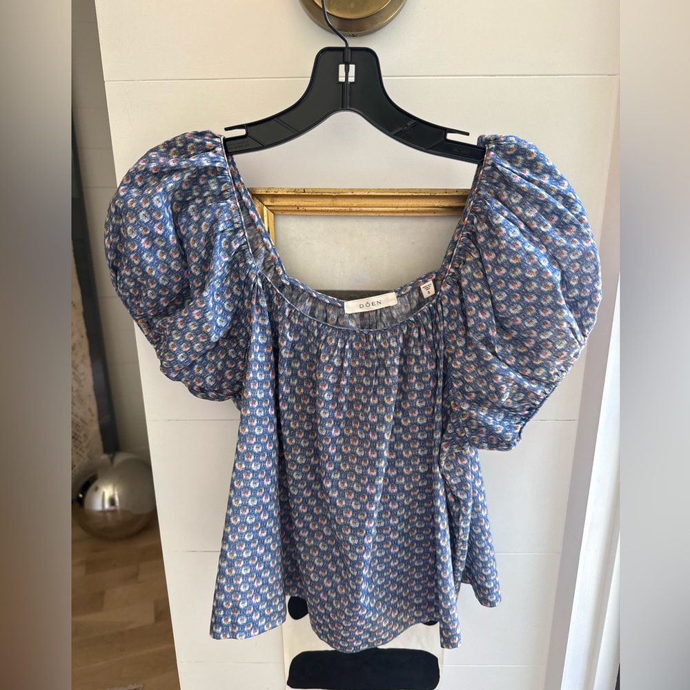 Doen Navy and Pink Patterned Blouse